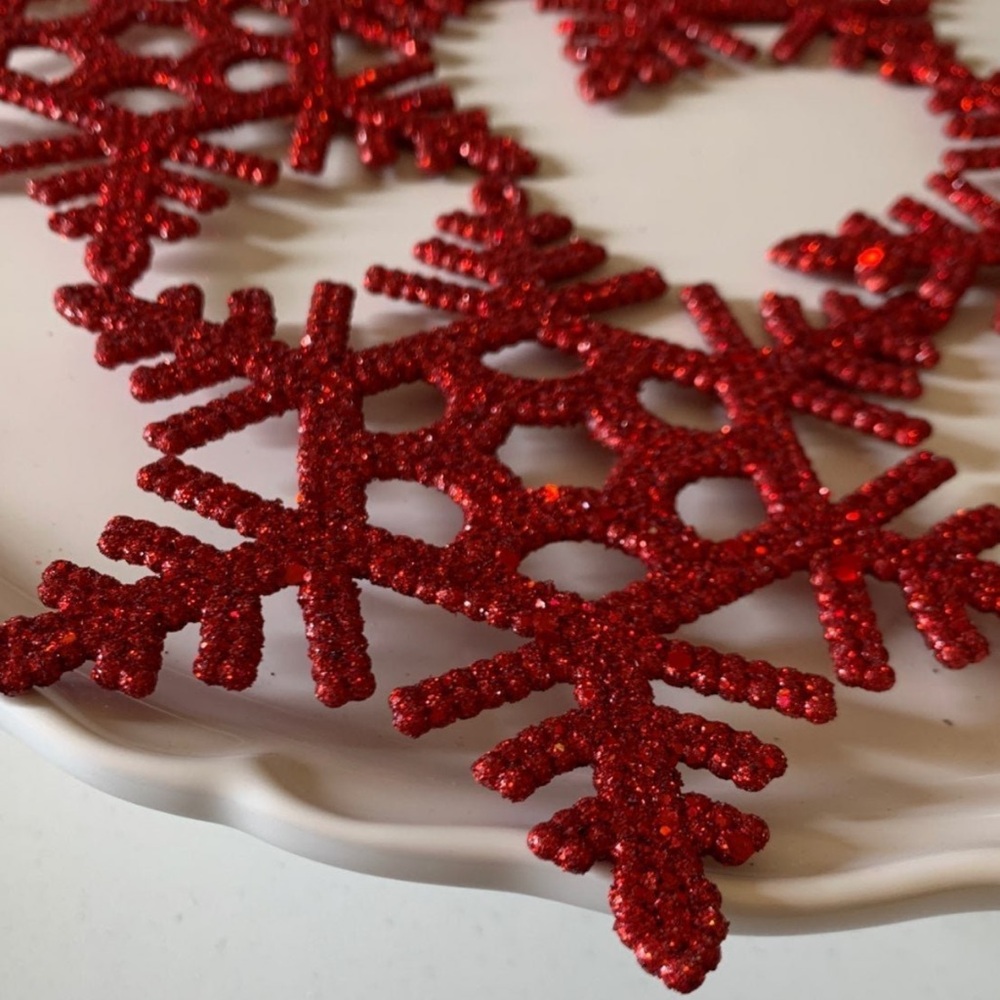 Large Red Snowflake Ornaments Set (4) in a Pack